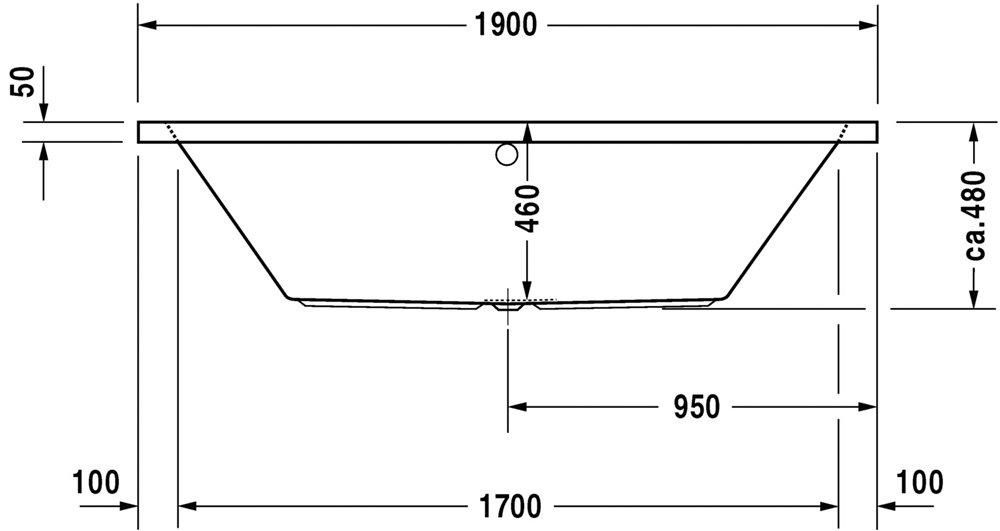 Ванна 190*90*46см, вбудована версія або версія з панелями, з двома нахилами для спини Duravit VERO