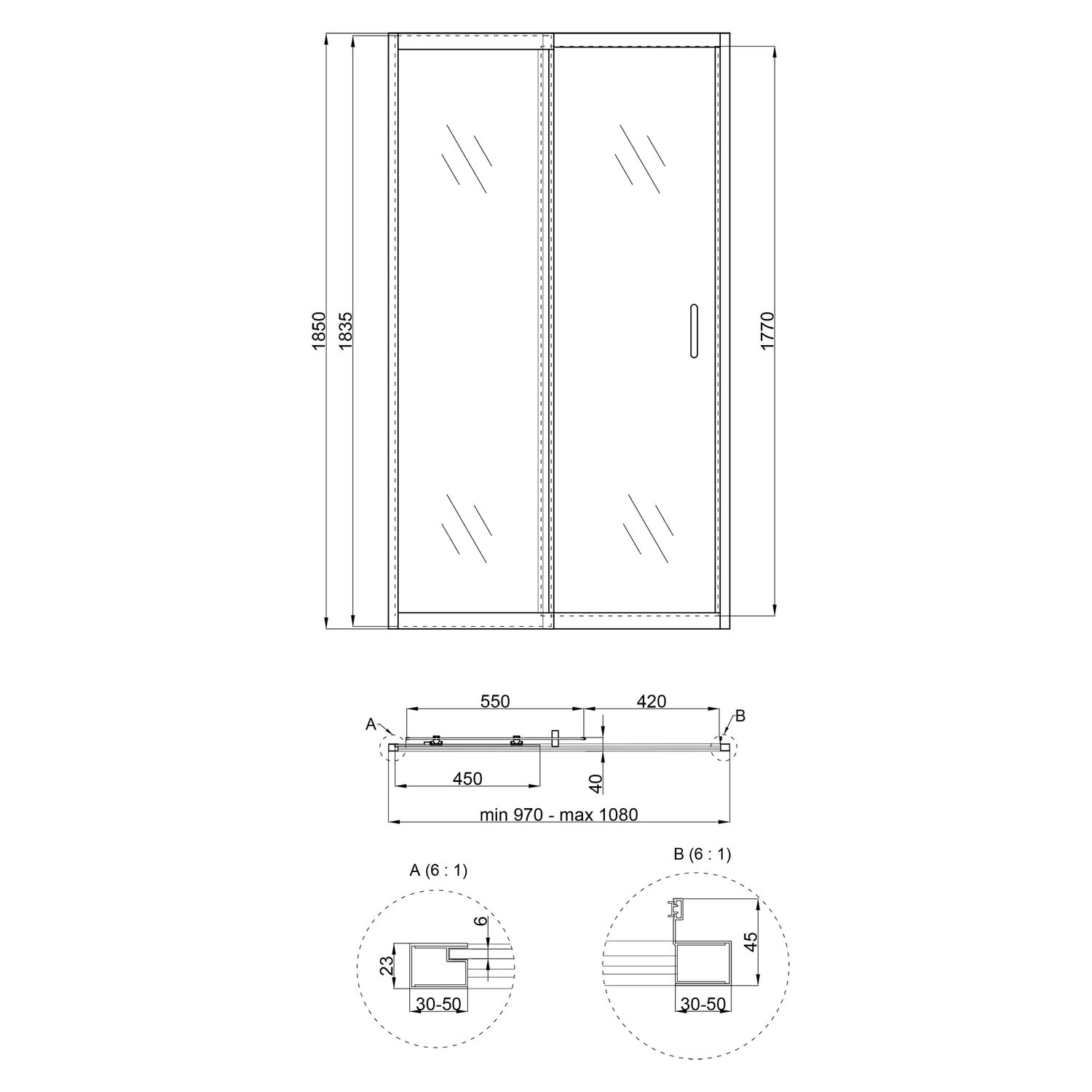 Душова двері в нішу Qtap Taurus CRM201-11.C6