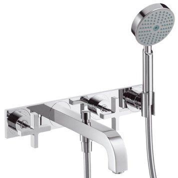 Змішувач для ванни, Hansgrohe Axor Citterio на 3 отвори, з хрестоподібними ручками та панеллю