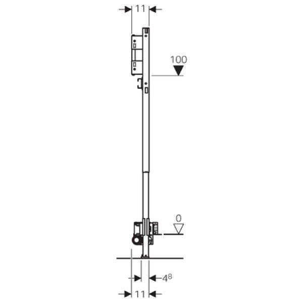 Душовий елемент з платформою для монтажу змішувача, Geberit Duofix, висота 130 см, випуск 40 мм, низька висота