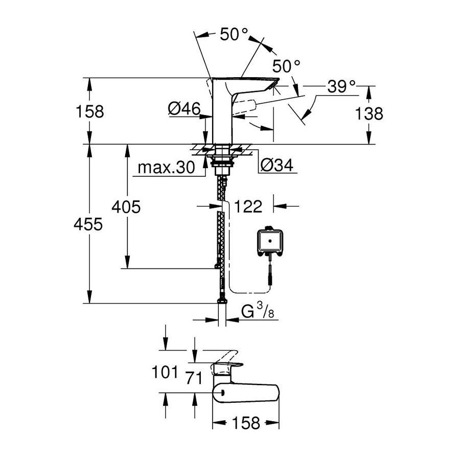 Смеситель для умывальника GROHE EUROSMART NEW 23975003, хром