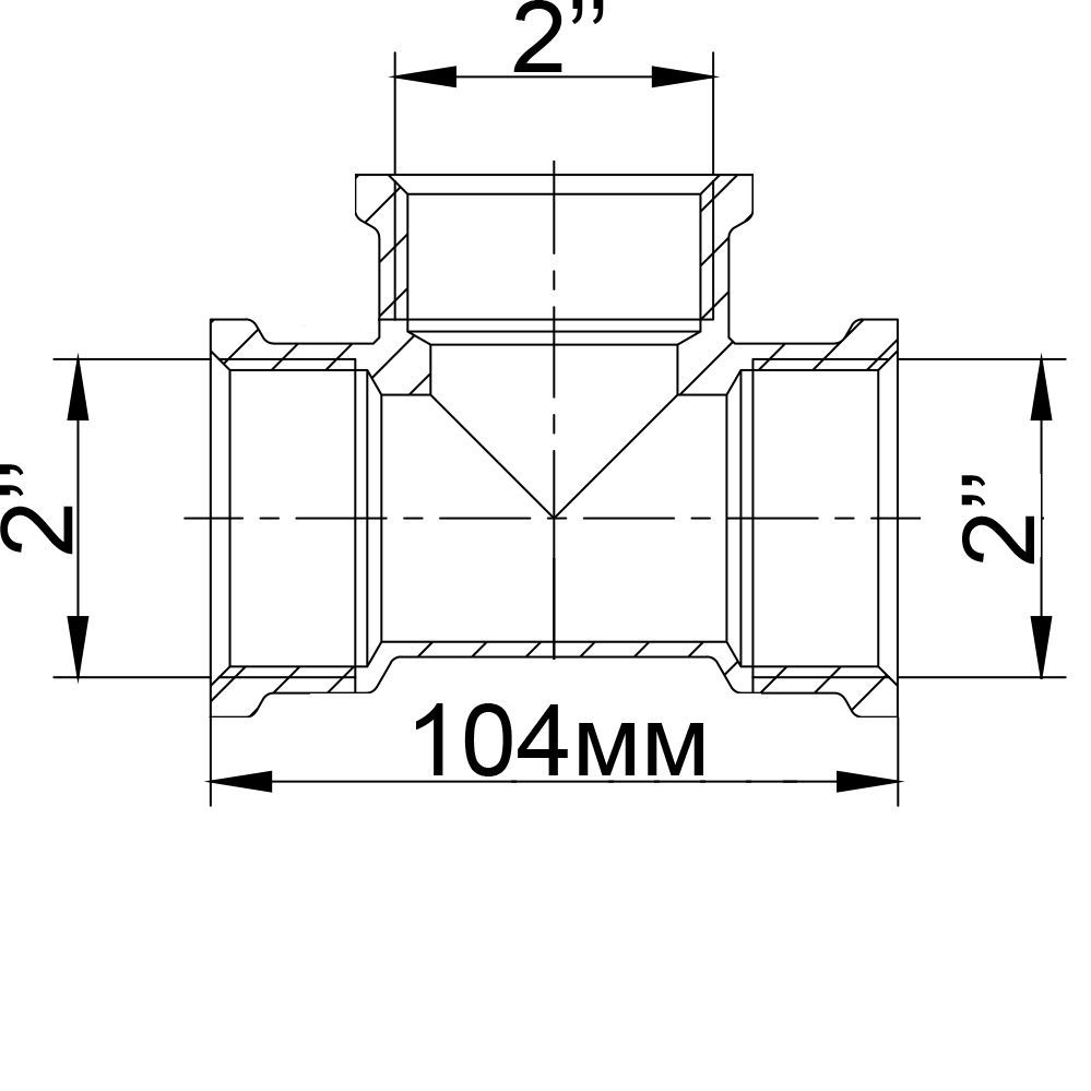 Тройник латунь 2” Внутренняя-Внутренняя-Внутренняя 240-1Б