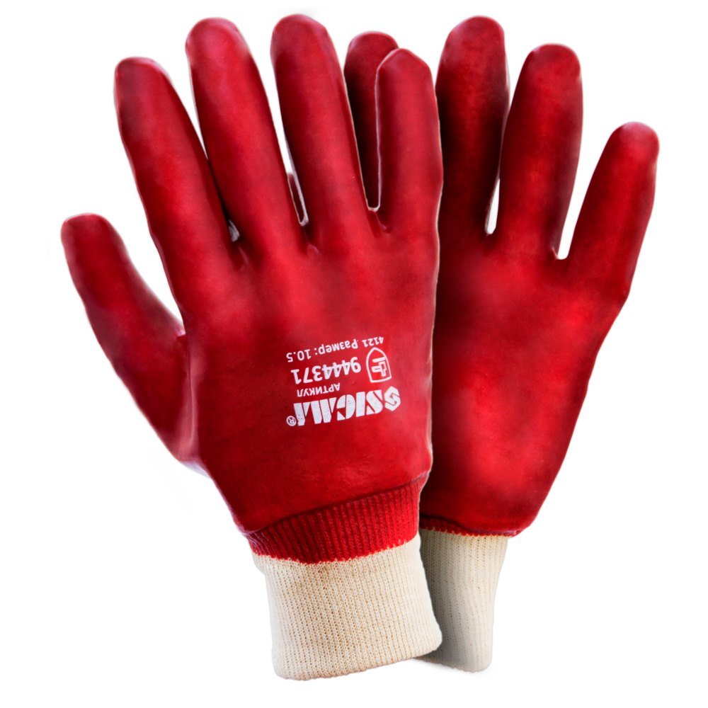 Перчатки Трикотажные С Полным Пвх Покрытием Р10 (Красные Манжет) 120Пар