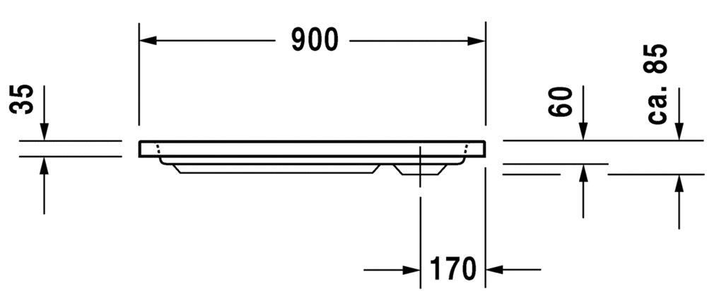 Душовий піддон квадратний санітарний акрил 800*900*85 Duravit D-CODE