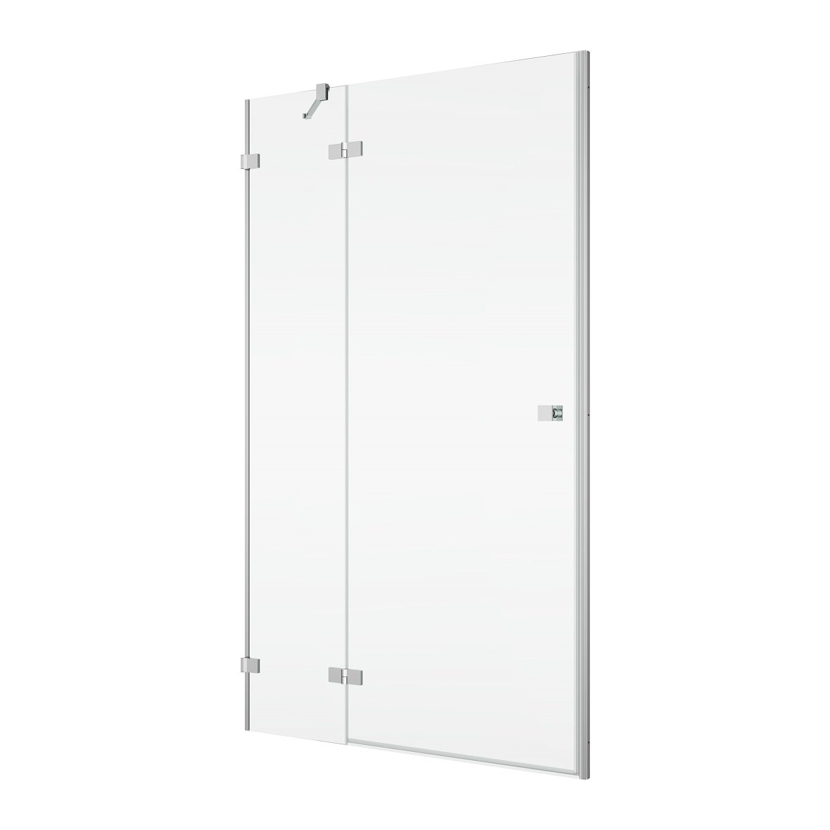 Одностворчата двері Annea AN13WG10005007 з фіксованою стінкою в одній лінії та L-кріпленням, петлі зліва, 1000*200мм, алюміно-хром, прозоре скло