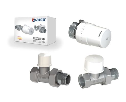 Термокомплект прямой ARCO (кран термостатический+блок-кран+термоголовка 1/2) ARCO
