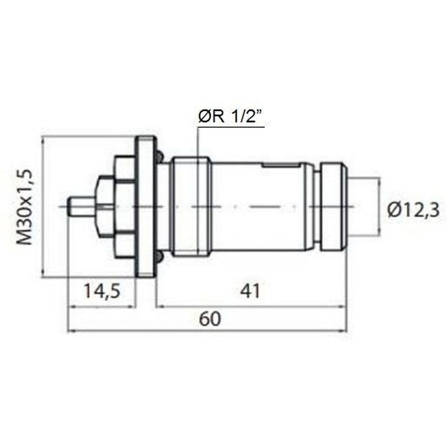 Клапан OUTER под термоголовку М30x1,5 панельного радиатора PROFESSIONAL NV-QP 5200 1/2″ (на трубу)