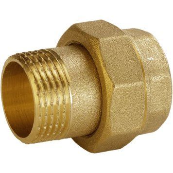 Згін американка пряма латунна 1/2&Prime;ВР х 1/2&Prime;ЗР VA, штампована з гумовою прокладкою Б0809А