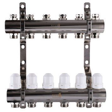 Коллектор с регуляторами и креплением ECO 001С 1&Prime;x6