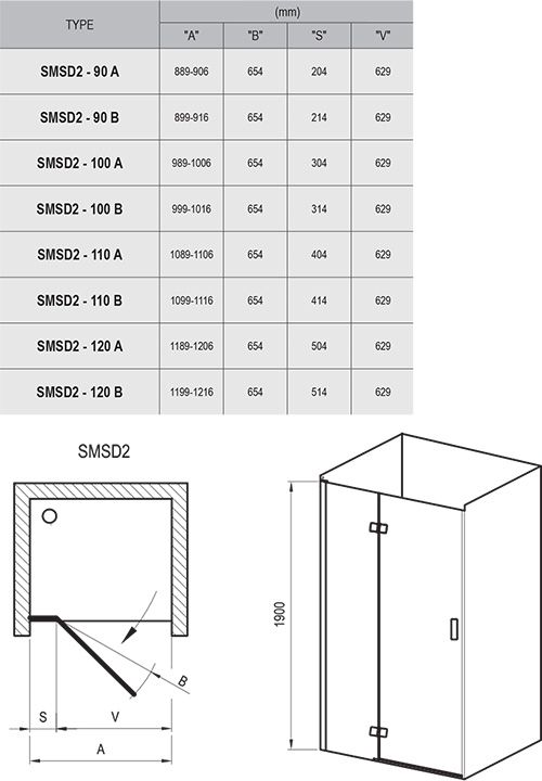 Душевые двери Ravak SMSD2-110 A-L (Transparent) хром