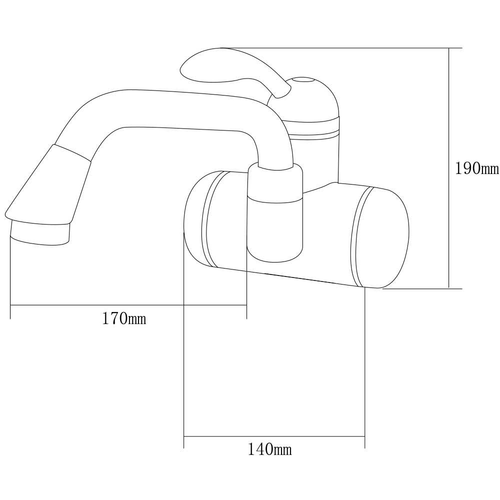 Кран-водонагрівач проточний Lz 3.0Квт 0,4-5Бар для раковини Aqua, гусак зігнутий довгий на гайці, настінний