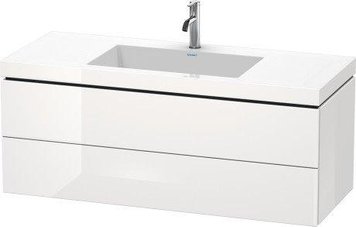 Тумба Duravit L CUBE 120*48см, підвісна, в комплекті з умивальником, 1 отвір під змішувач (білий глянець)