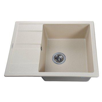 Гранитная мойка Globus Lux ONE слоновая кость 650х500