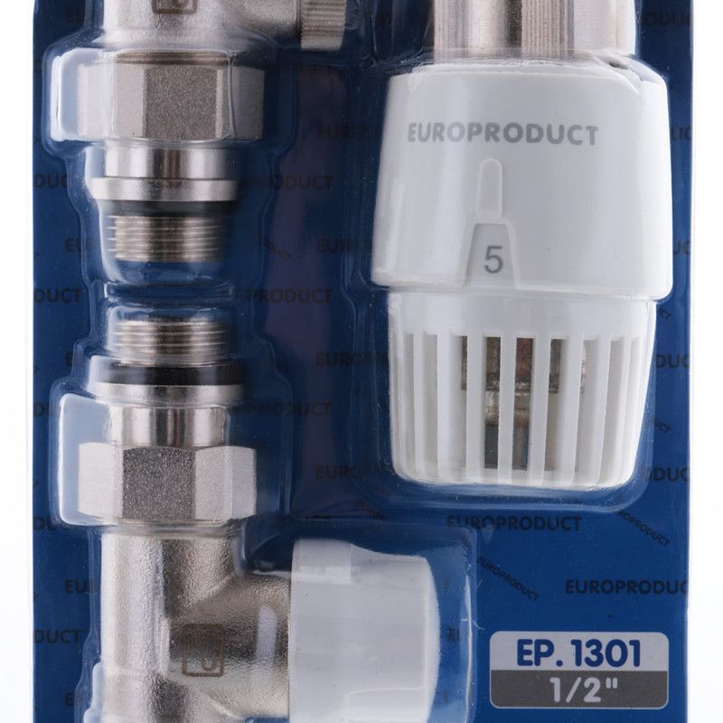 Комплект для підключення радіатора EUROPRODUCT EP1301 - 1/2'' (Прямий з термоголовкою) (EP6017)