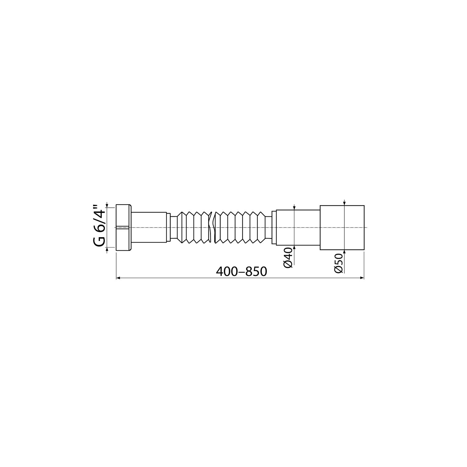 Гибкое соединение 6/4“/50/40 пластмасса (KollerPool) - A770 (A770-KOL-01)