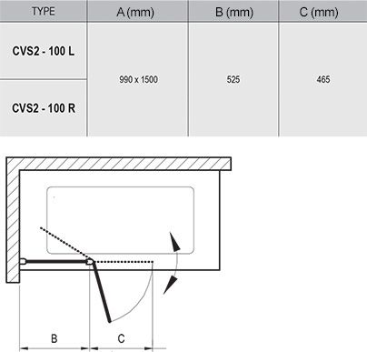 Шторки для ванни Ravak CVS2-100L Сатин (Transparent)
