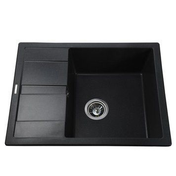 Гранитная мойка Globus Lux ONE черный металлик 650х500