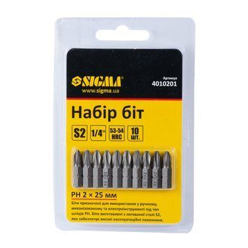 Набор Бит Ph 2&times;25Мм &frac14;" 10Шт S2 (Блистер)