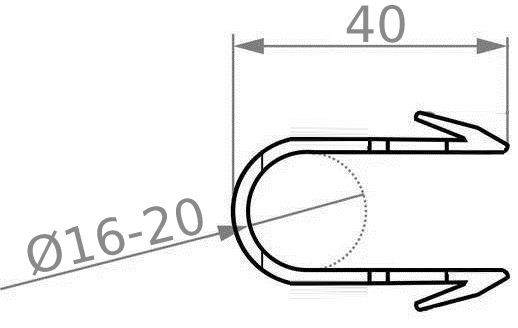 Такерная гарпун-скоба для крепления трубы ТП Ø16-20 длина 40мм черная монолитная (коробка 550шт)