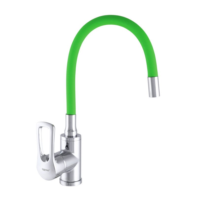 Змішувач для кухні ZERIX SAR 181 з зеленим силіконовим виливом (ZX2675)
