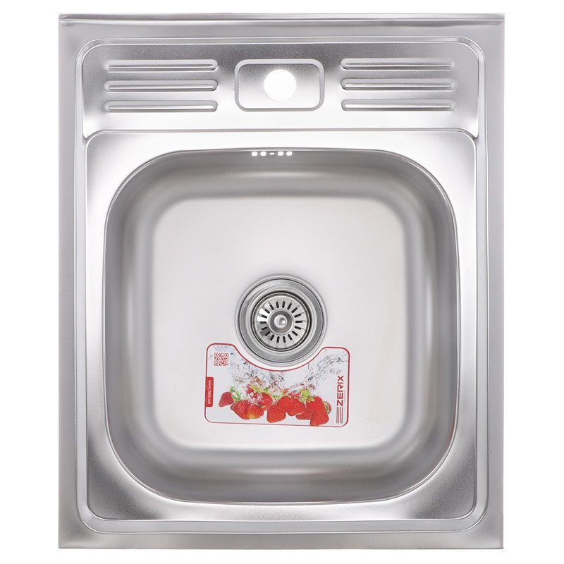 Кухонна мийка накладна ZERIX Z5060-06-160E (сатинова) (ZX1611)