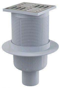 Сливной трап AlcaPlast 105x105/50мм с нижн.подвод металл