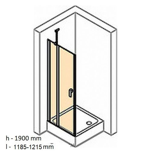 Душевая дверь с неподвижным сегментом 1200х1900 мм, реверсивная, профиль Huppe 8P0725.123.321 Design pure