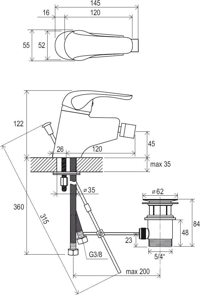 Змішувач для біде з відкриванням стоку Ravak Rosa RS 05500 X070013