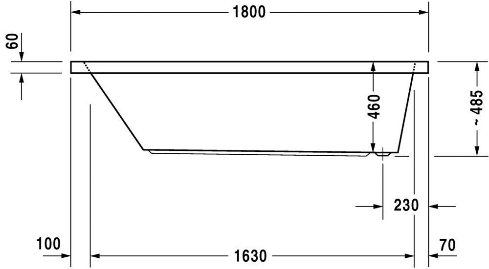 Ванна 180*90см , встраиваемий варіант, з нахилом для спини, з переливом Duravit STARCK