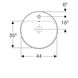 Умывальник Geberit Cersanit 500.705.01.2 VariForm круглый d=48см, которая встраивается в столешницу, с 1 отв. под смеситель, с переливом, глазурований снизу, белый - 3