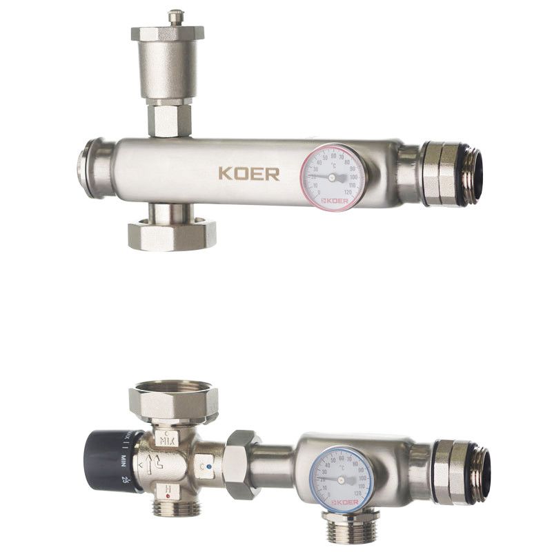 Смесительный узел KOER KR.S1023 (с термостатическим смесит. клапаном ) 1" НР SUS304 (KR2957)