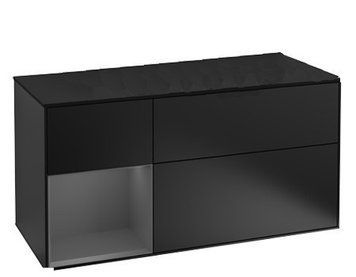 Тумба Villeroy & Boch 119,6*59,1*49*8см під умивальник, підсвітка, функція Emotion, корпус - матовий чорний, вставка - матовий антрацит FINION