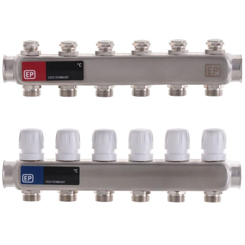 Колекторний блок з термостатом, клапанами EUROPRODUCT EP.S1100-06 1"x6 (EP4993)