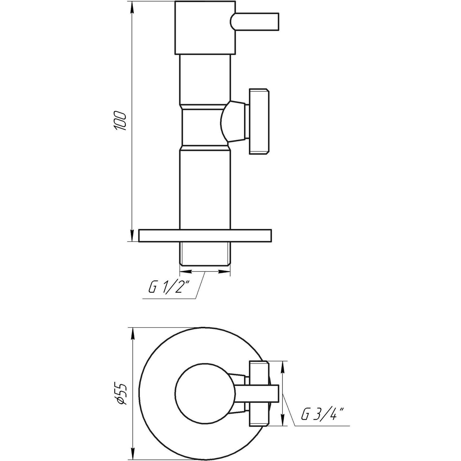 Кран Solomon кутовий керамічний напівобертовий 1/2 х 3/4 1TECH (Lazer) (7076)