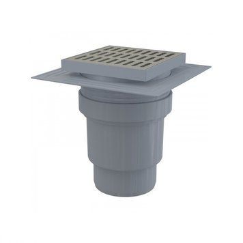 Сливной трап AlcaPlast 150x150/110мм прямой подвод. металл.
