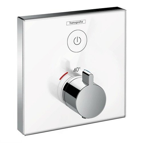 Термостат для одного споживача ShowerSelect, скляний, СМ, білий/хром