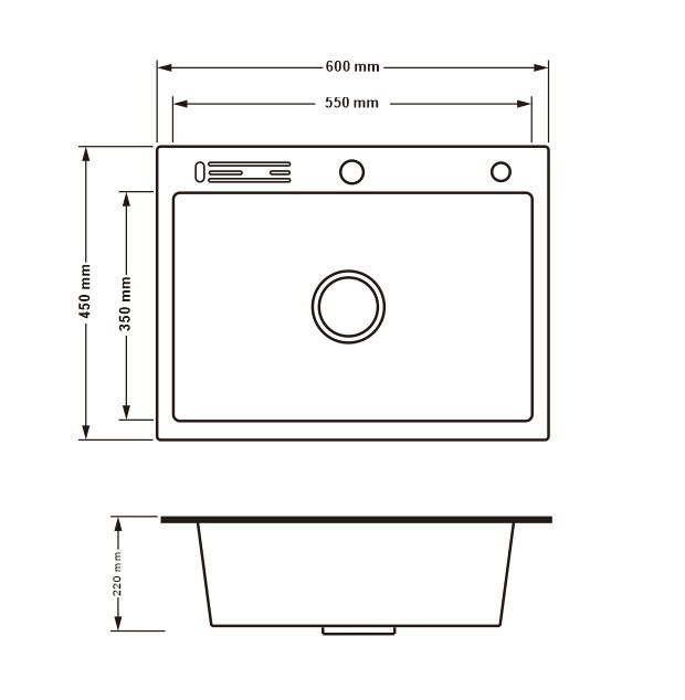 Кухонна мийка Lidz H6045K 3.0/1.0 мм Brush (LIDZH6045KBRU3010) з вбудованим тримачем для ножів