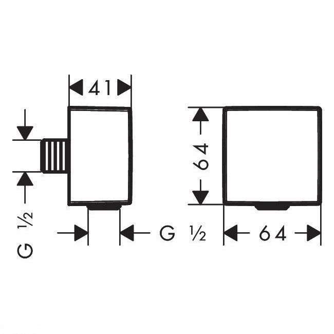 шланговое подсоединение Square с клапаном обратного тока, цвет покрытия матовый белый Hansgrohe FIXFIT