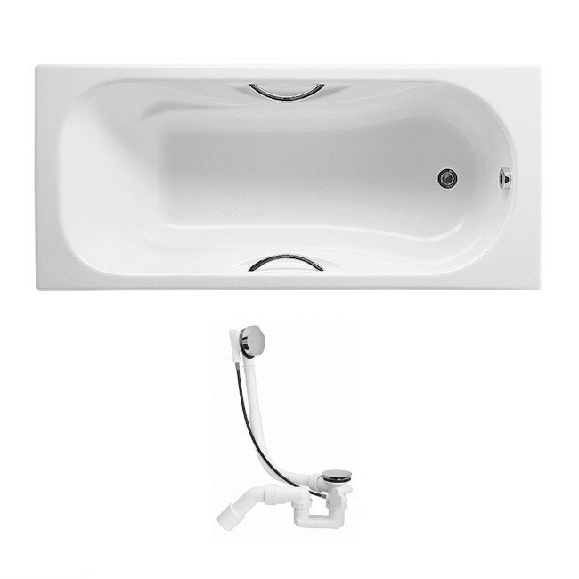 MALIBU ванна 170*75см с ручками + сифон Viega Simplex для ванны автомат 560мм (285357)