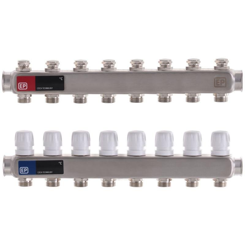 Колекторний блок з термостатом, клапанами EUROPRODUCT EP.S1100-08 1"x8 (EP4995)