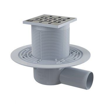 Сливной трап AlcaPlast 105x105/50мм с бок. подвод. металл.