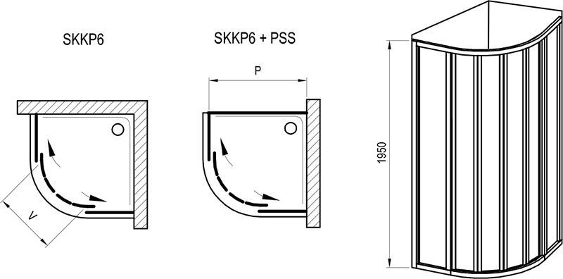 Душевой уголок SKKP 6-80 195 (Pearl) Black