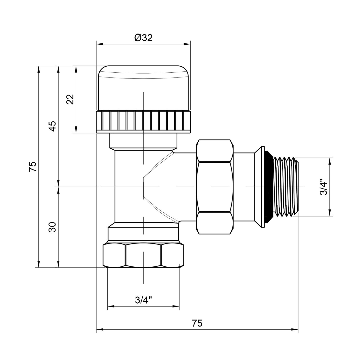 Кран термостатичний SD Plus 3/4 ВН з антипротіканням для радіатора кутовий