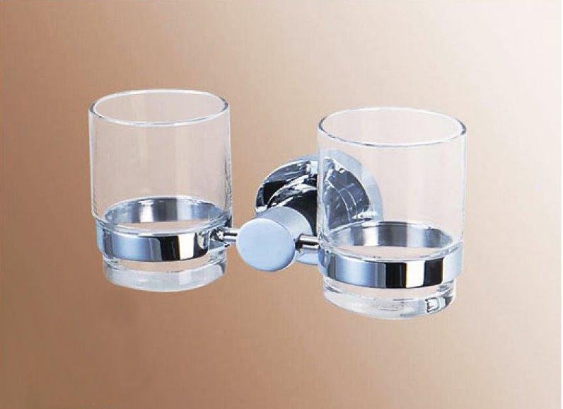 Склянка подвійна з тримачем BLASK 18,5*10*6см, латунь хром