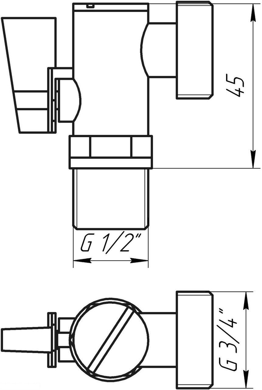 Кран Solomon угловой шаровый с фильтром 1/2" х 1/2" А7041(7043)