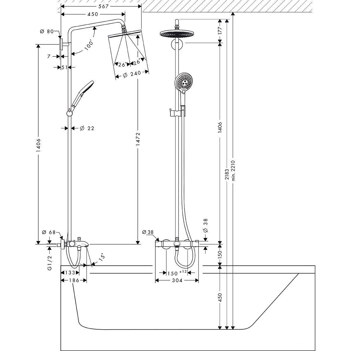 Душова система Hansgrohe Raindance Select 27117000