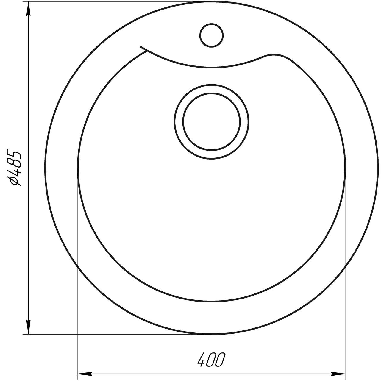 Гранітна мийка Globus Lux ORTA графіт 485мм-А0001