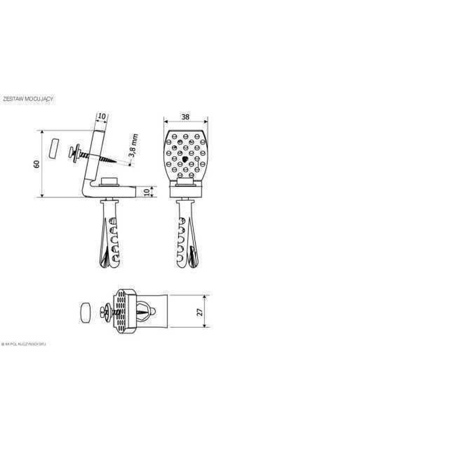 Кріплення кутові для керамічних сантехнічних виробів KKPOL AKC/335