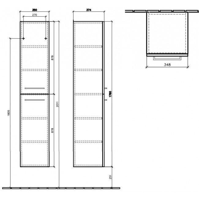 Шафа-пенал Villeroy&Boch AVENTO 35*176*37см, підвісний, петлі справа, колір Кристалево-білий