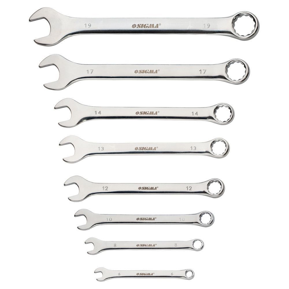 Ключі Рожково-Накидні 8Шт (6, 8, 10, 12, 13, 14, 17, 19мм) Crv Polished